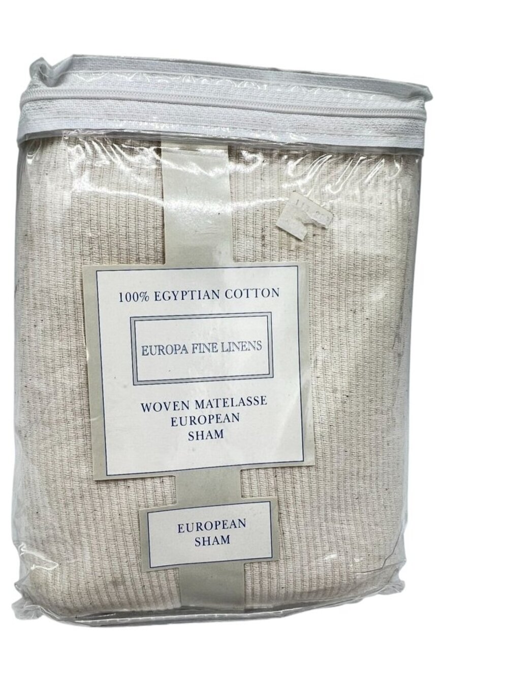 NEW Europa Fine Lines Natural Ribbed Woven Matelasse European Sham Beige Cotton